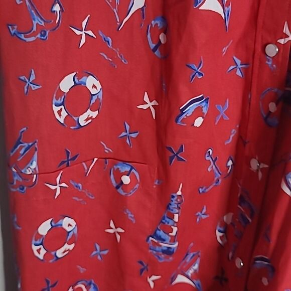🌴National Since 1952 Vintage House Coat Red Nautical - Picture 4 of 7